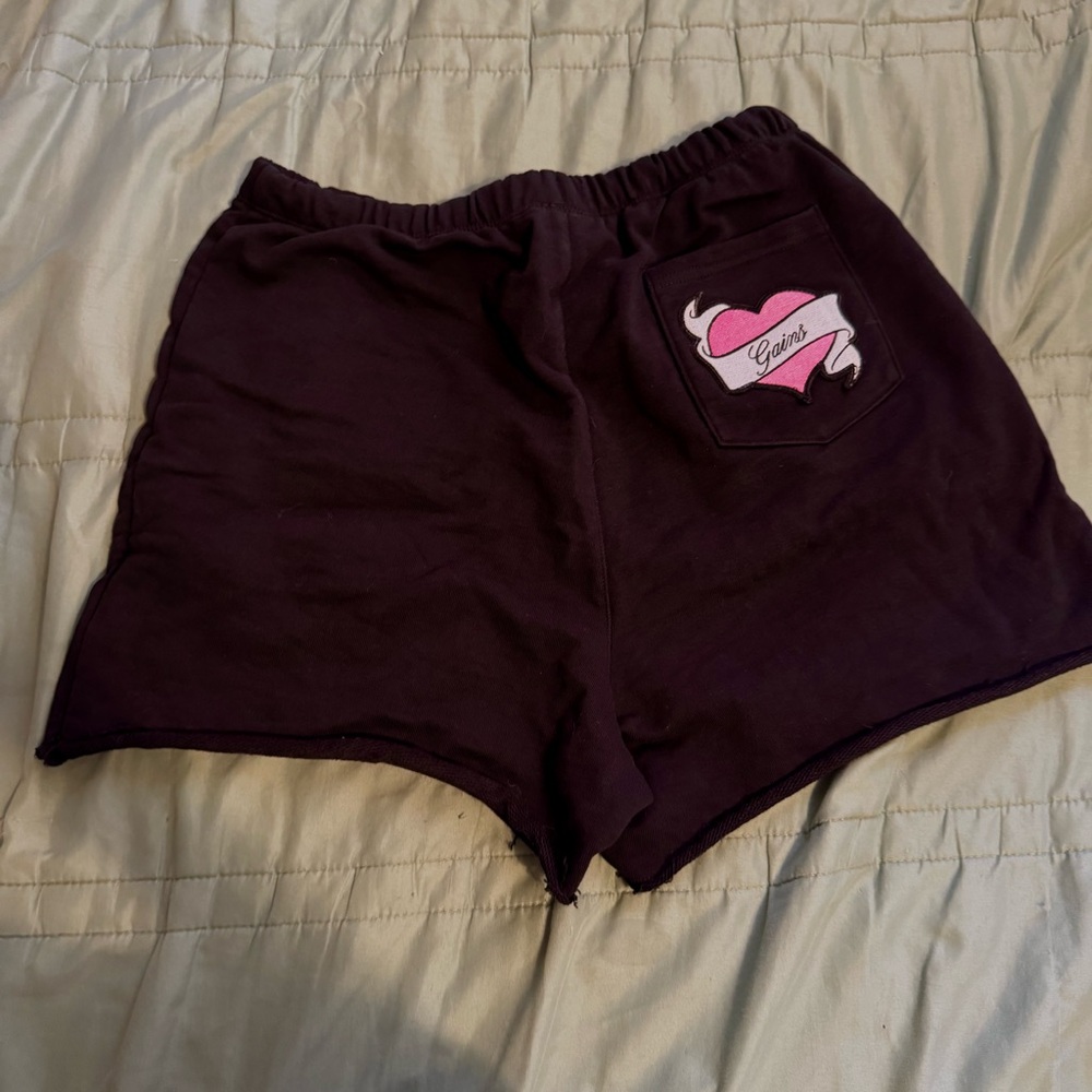 Gymshark Black Shorts with Pink Heart Design